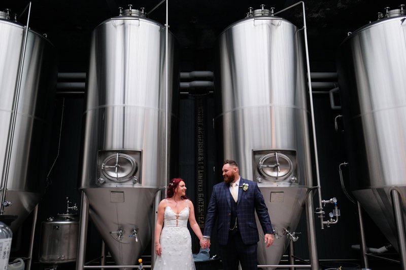 Bride & Groom in Wylam Brewery